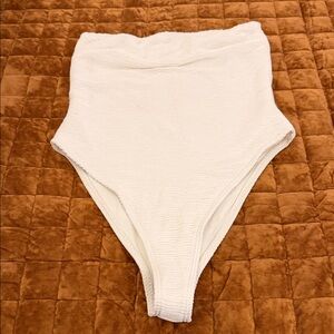 Rumer Rosa White One-Piece Strapless Swimsuit